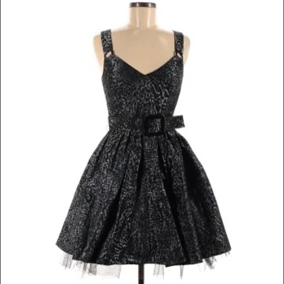 Betsey Johnson Dresses & Skirts - NWT Betsey Johnson Black Gray Animal Print Fit & Flare Cocktail Party Dress